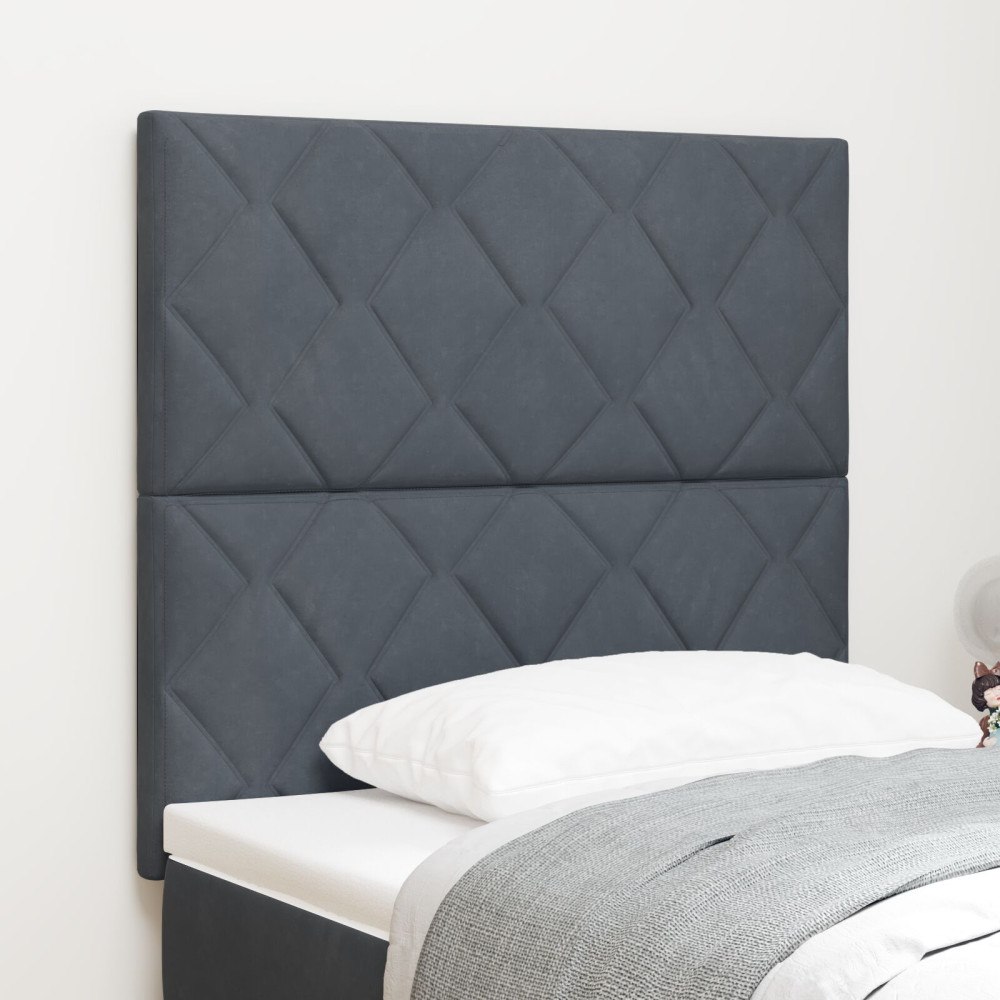 vidaXL Sänggavel Diamantblock Design Mörkgrå 100 cm Sammet, vidaXL Sänggavel Diamantblock Design Mörkgrå 200 cm Sammet