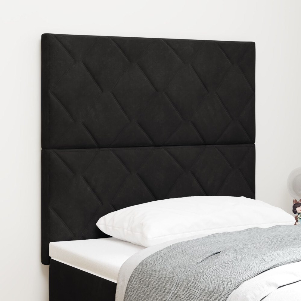 vidaXL Sänggavel Diamantblock Design Svart 100 cm Sammet, vidaXL Sänggavel Diamantblock Design Svart 200 cm Sammet