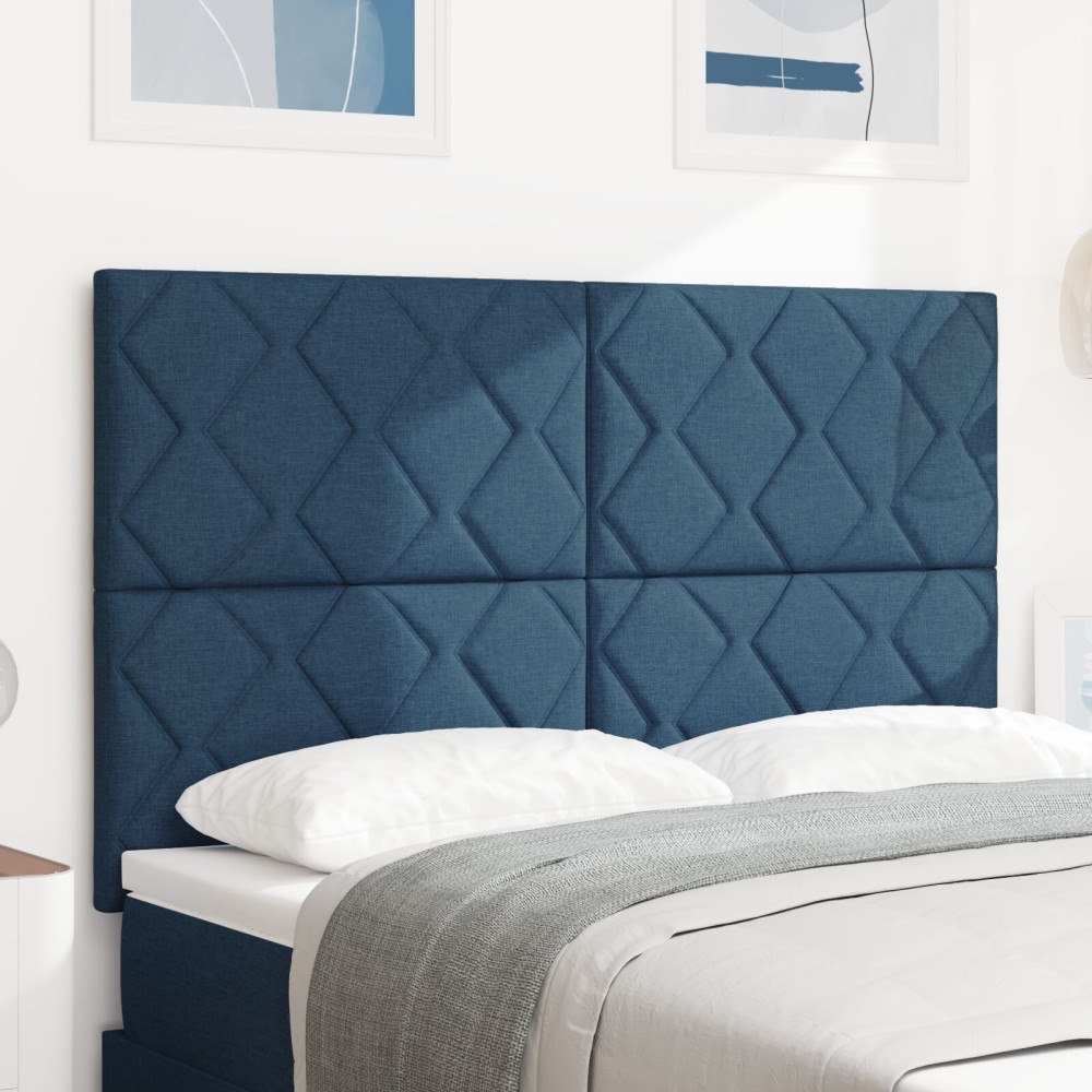 vidaXL Sänggavel Diamantblockdesign Blå 140 cm Tyg