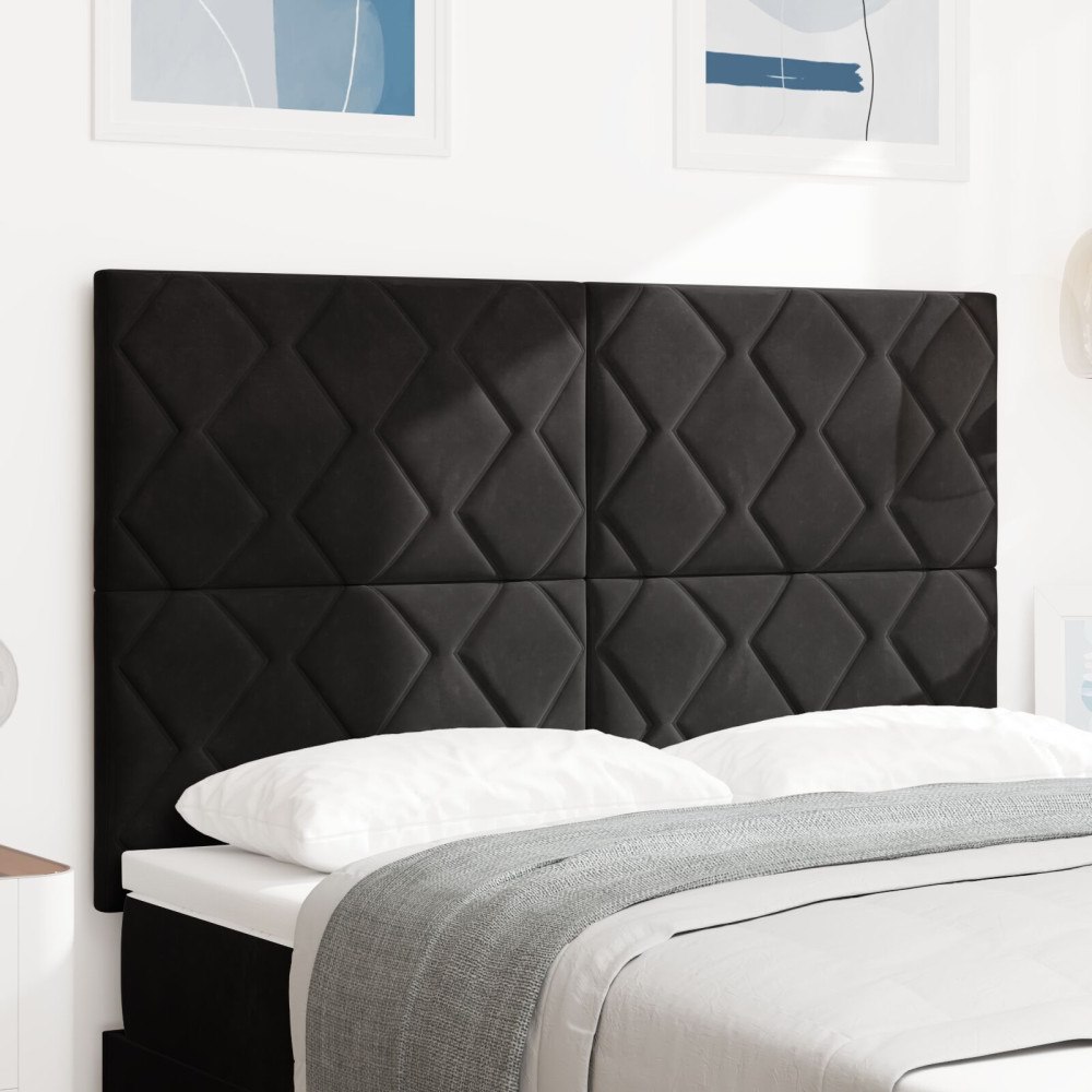 vidaXL Svart Diamantblock Design Sänggavel 140 cm Sammet