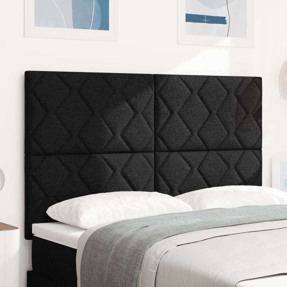 vidaXL Sänggavel med diamantblockmönster svart 160 cm tyg