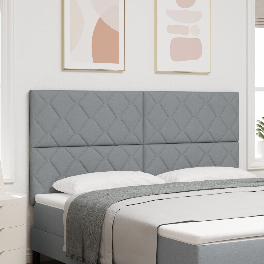vidaXL Sänggavel Diamantblock Design Ljusgrå 180 cm Tyg