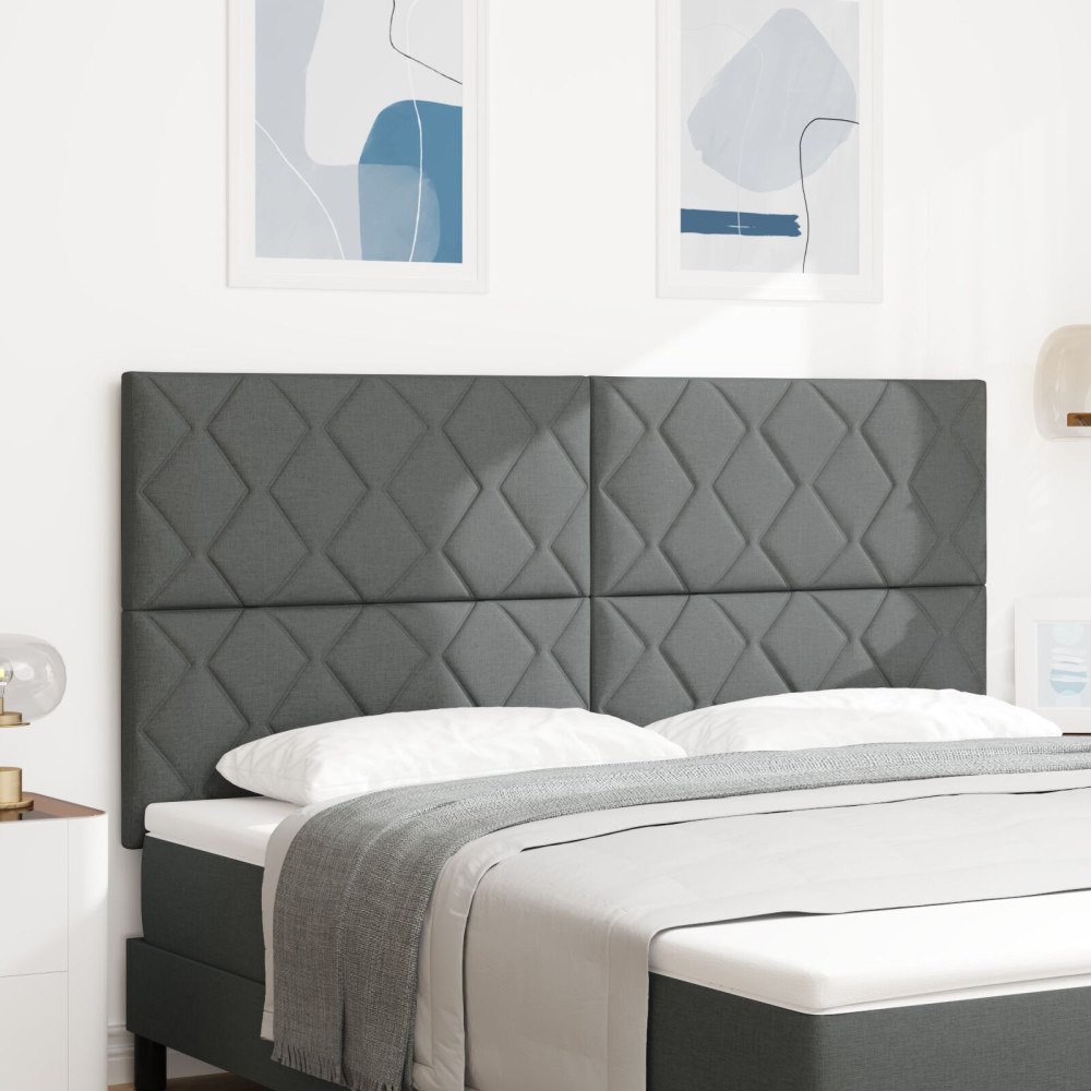 vidaXL Sänggavel Diamantblockdesign Mörkgrå 180 cm Tyg