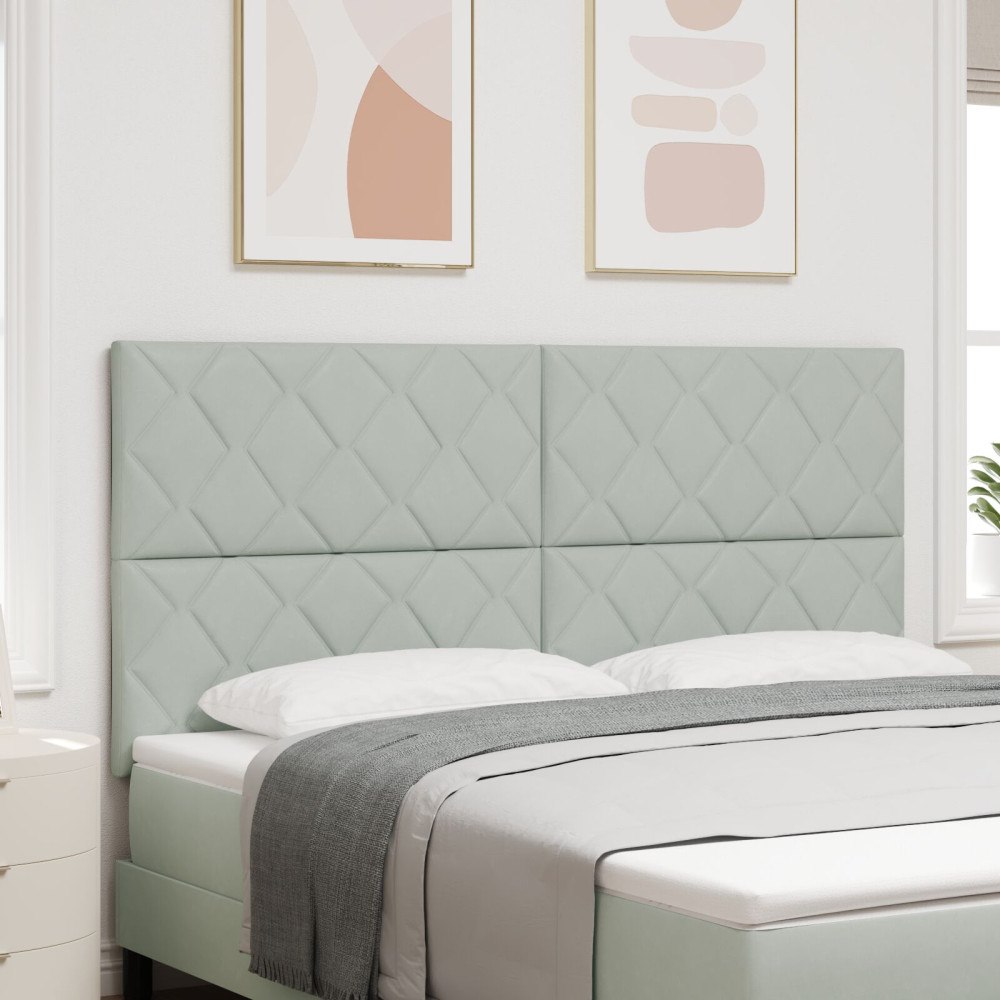 vidaXL Sänggavel Diamantblock Design Ljusgrå 180 cm Sammet