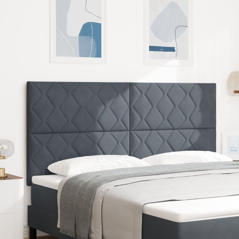 vidaXL Sänggavel Diamantblockdesign Mörk Grå 180 cm Sammet