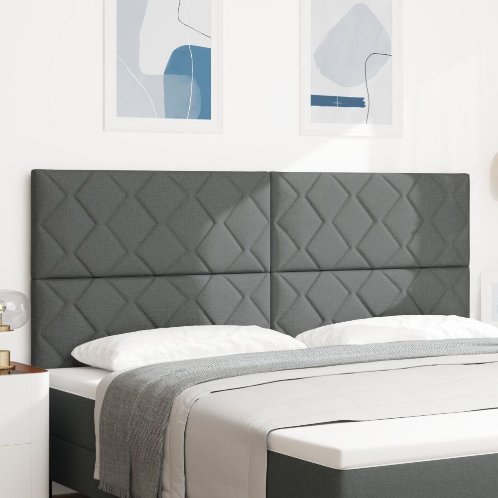 vidaXL Sänggavel med Diamantblock Design i Mörkgrått, 200 cm Tyg