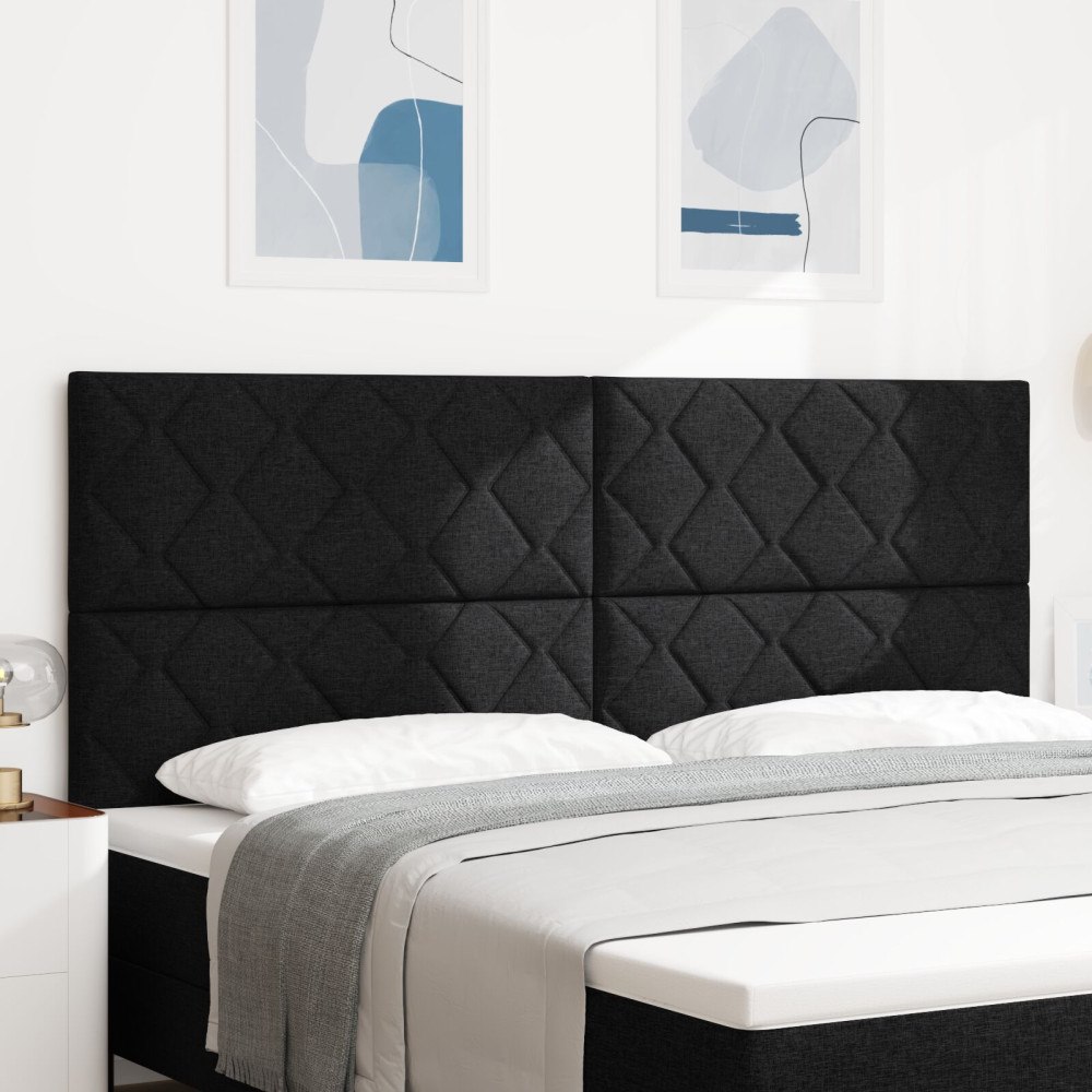 vidaXL Sänggavel Diamantblockdesign Svart 200 cm Tyg