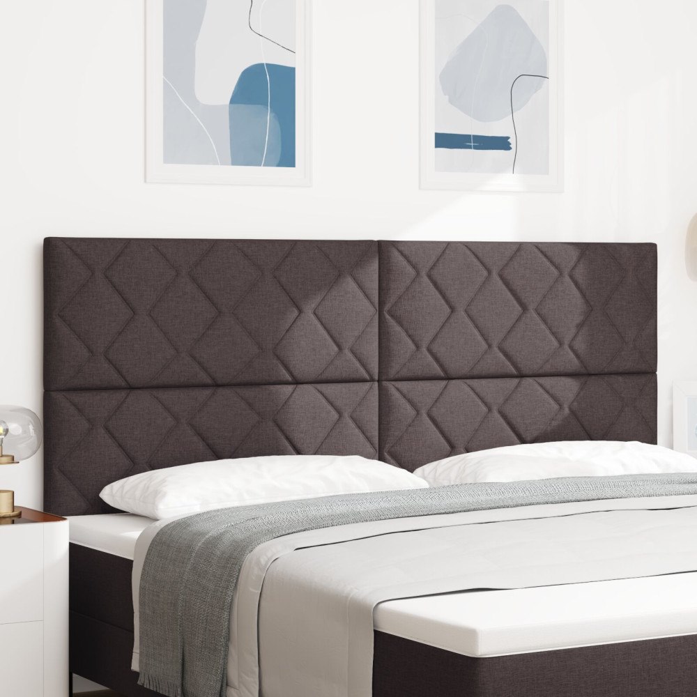 vidaXL Sänggavel med diamantblocksmönster Mörkbrun 200 cm Tekstill