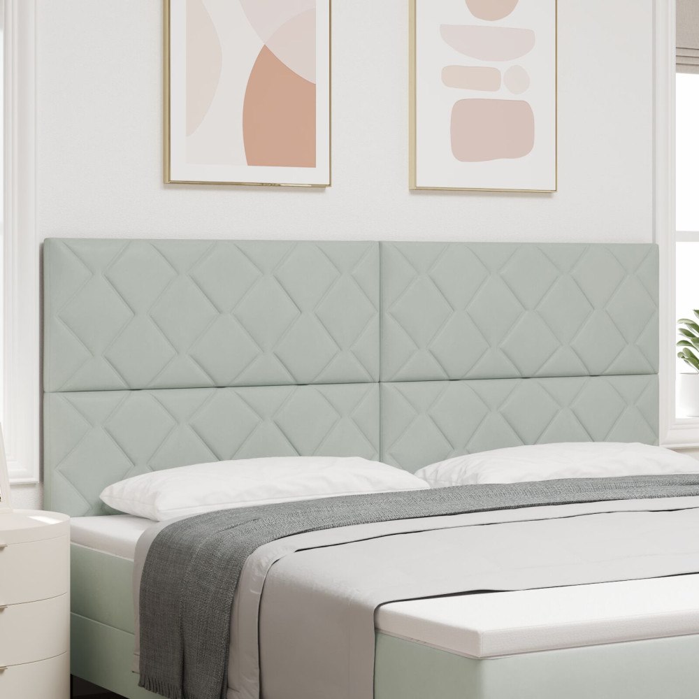 vidaXL Sänggavel Diamantblockdesign Ljusgrå 200 cm Sammet