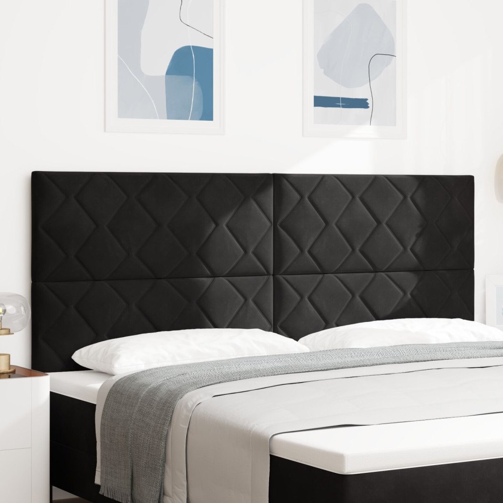 vidaXL Sänggavel Diamantblock Design Svart 200 cm Sammet