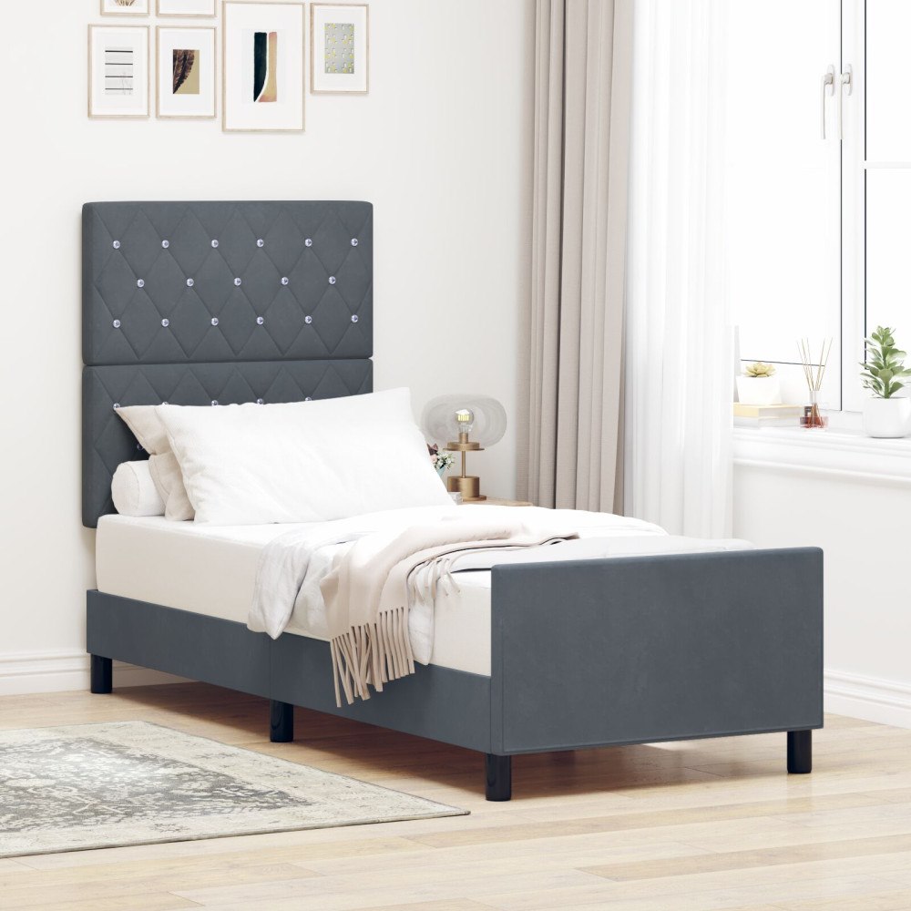 vidaXL Sängram Mörkgrå 80x200 cm Sammet