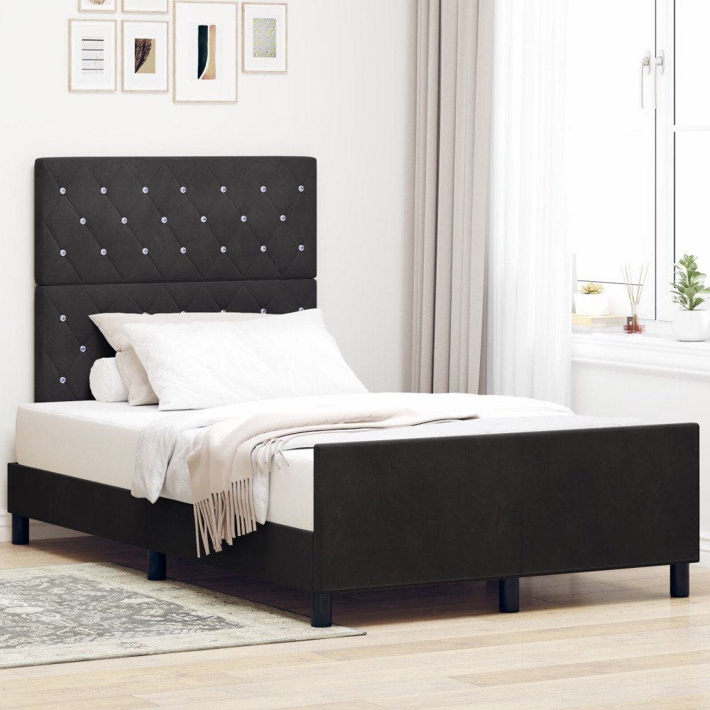 vidaXL Sängram Svart 120x200 cm Sammet