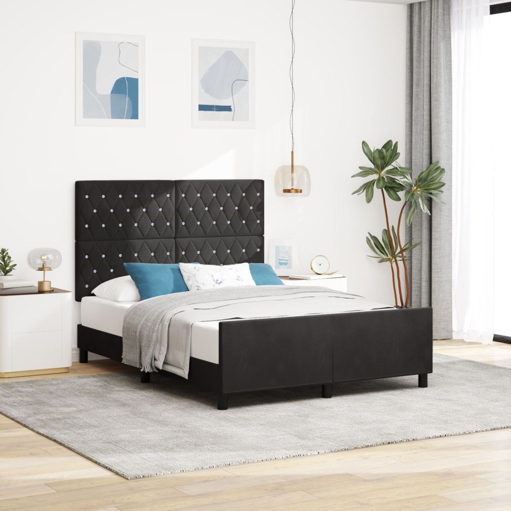 vidaXL Svart Sammet Sängram 140x200 cm