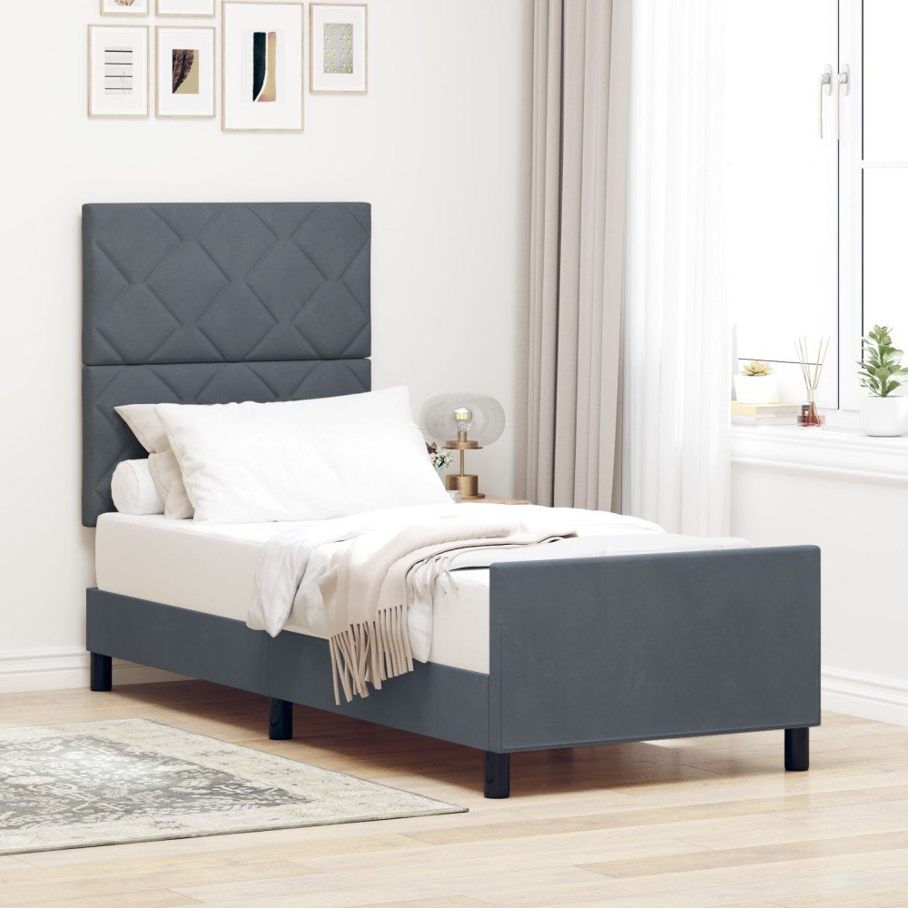 vidaXL Sängram Mörkgrå 80x200 cm Sammet