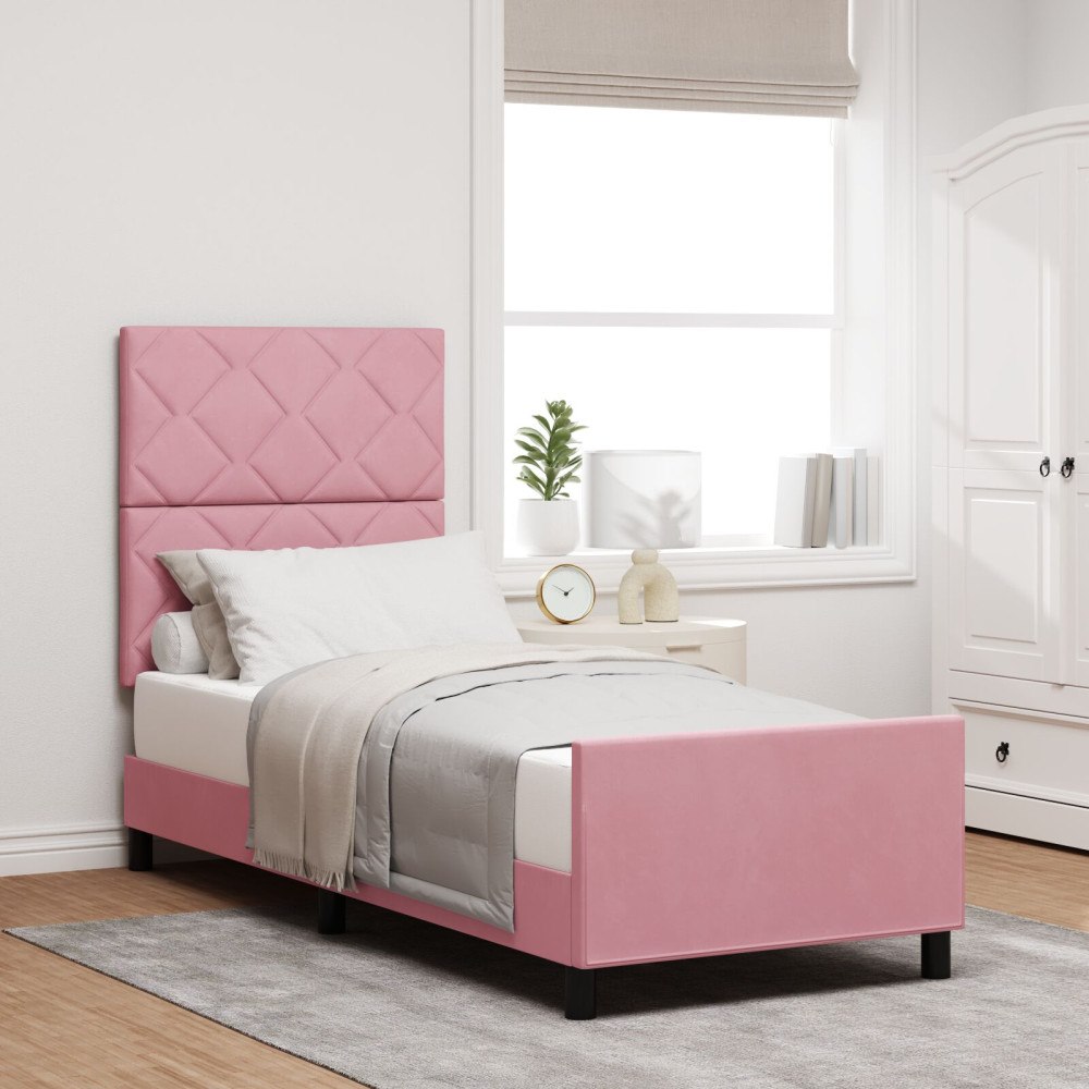 vidaXL Sängram Rosa 80x200 cm Sammet