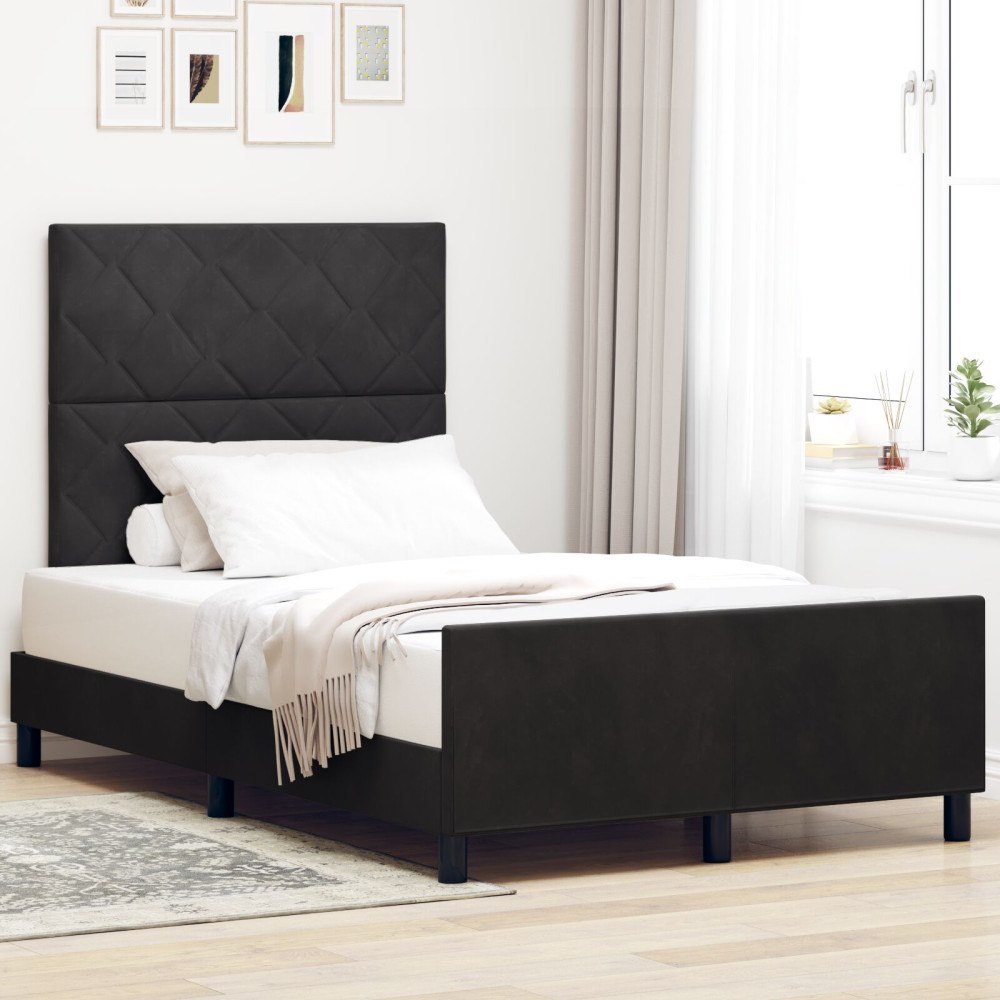 vidaXL Sängram Svart 120x190 cm Sammet