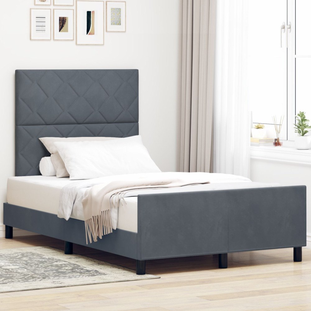 vidaXL Sängram Mörkgrå 120x200 cm Sammet