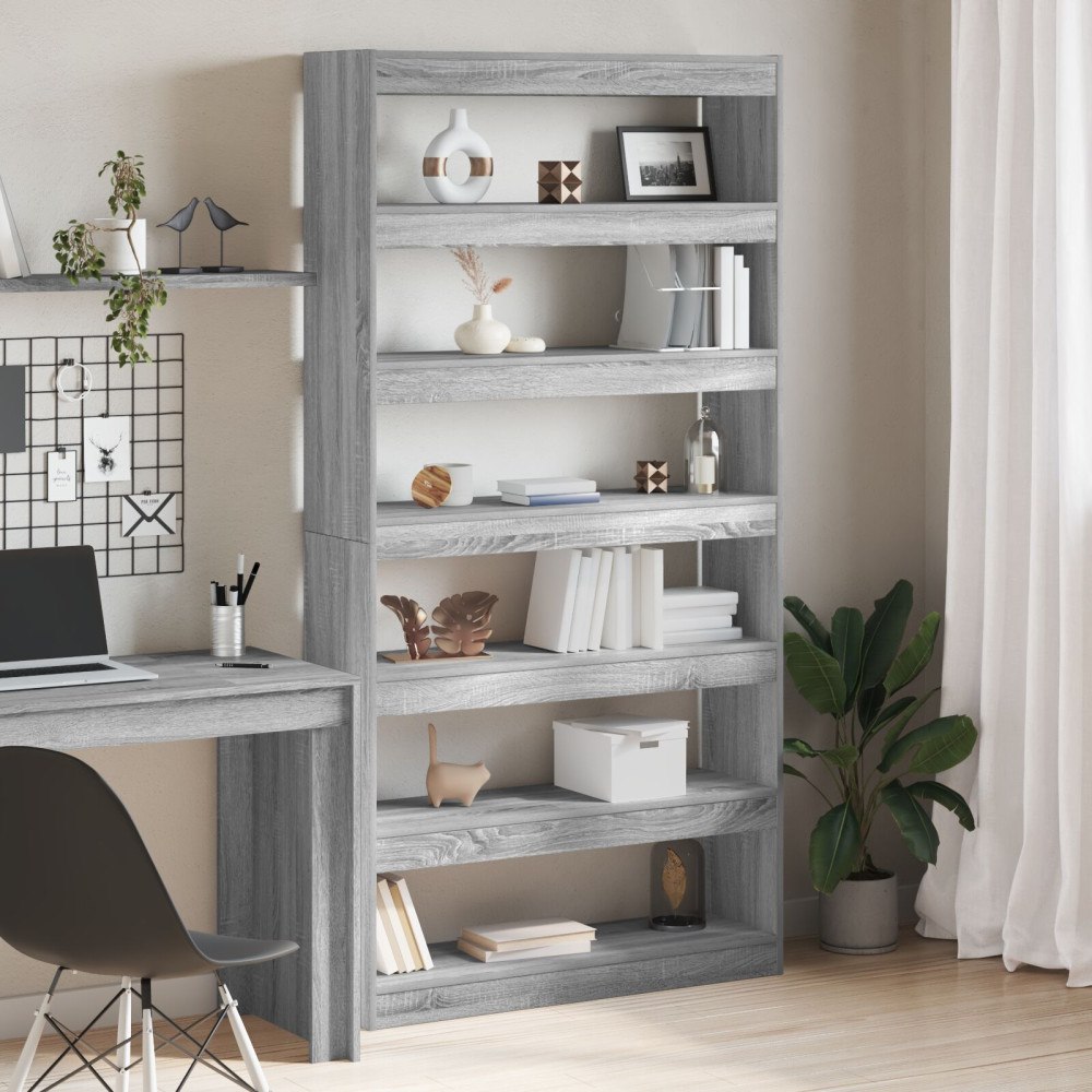 vidaXL Bokskåp/Divider Svart Ek 100x30x198 cm Tillverkat av trä