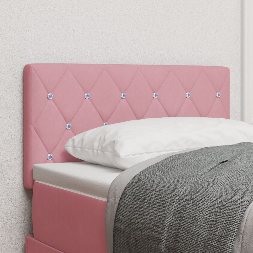 vidaXL Sänggavel Kristallknapp Tufft Rosa 80 cm Sammet
