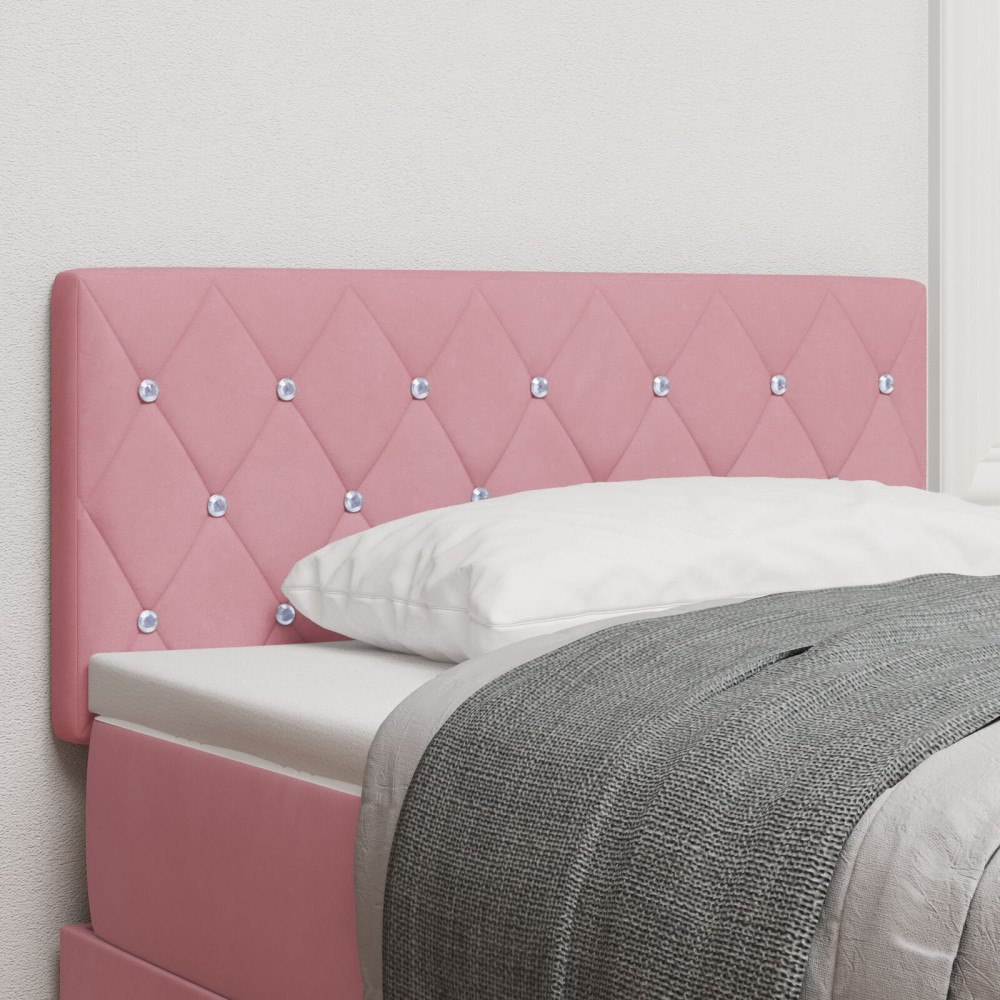 vidaXL Sänggavel Kristall Knappar Tufftad Rosa 90 cm Sammet