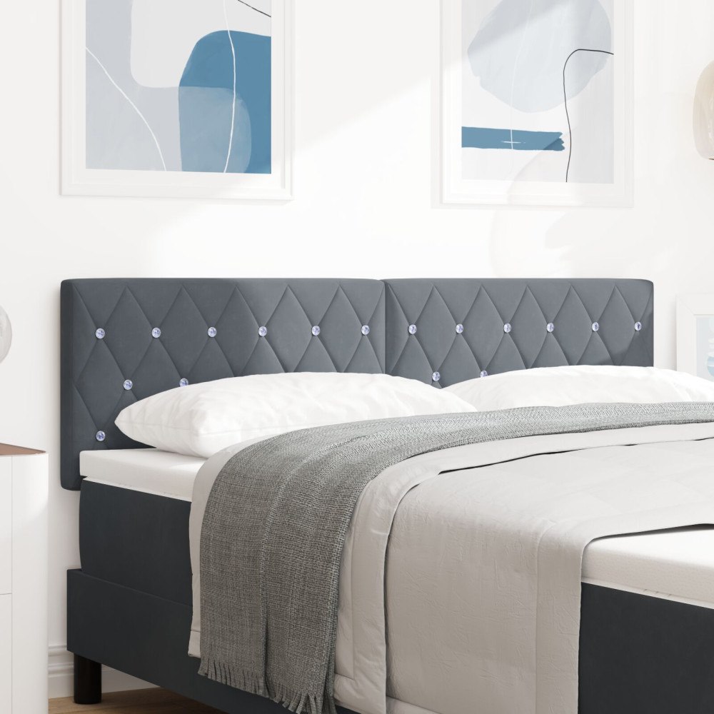 vidaXL Huvudgavel Crystal Button Tufted Mörkgrå 160 cm Sammet