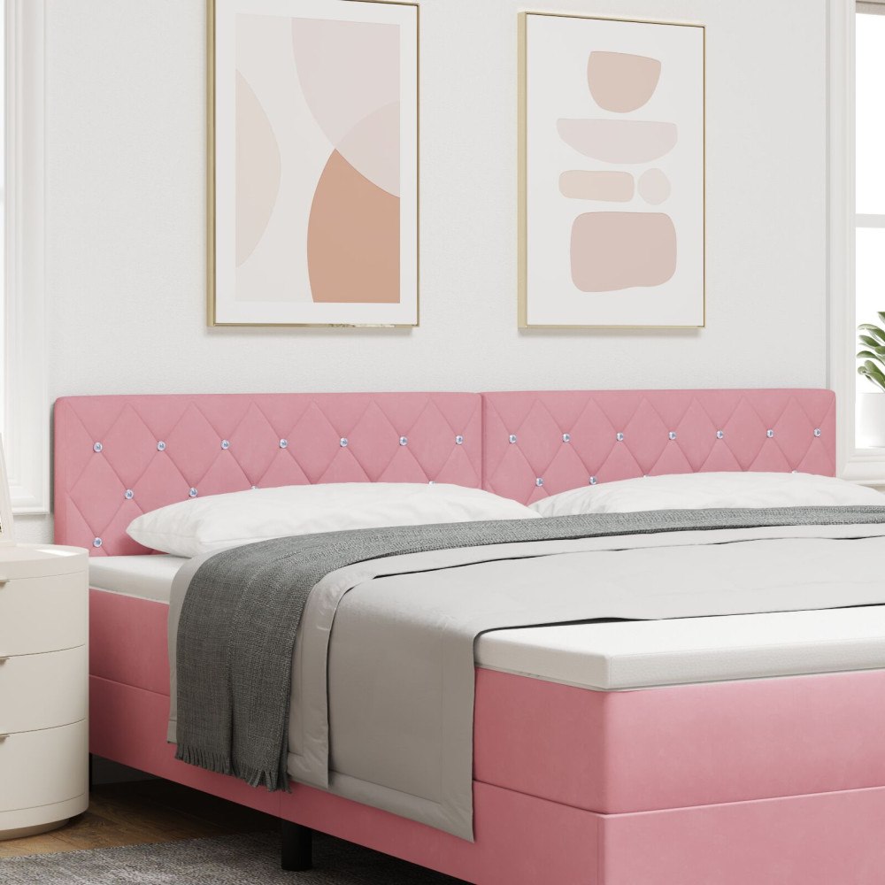 vidaXL Huvudgavel med Kristallknappar Klädd i Rosa Sammet 200 cm