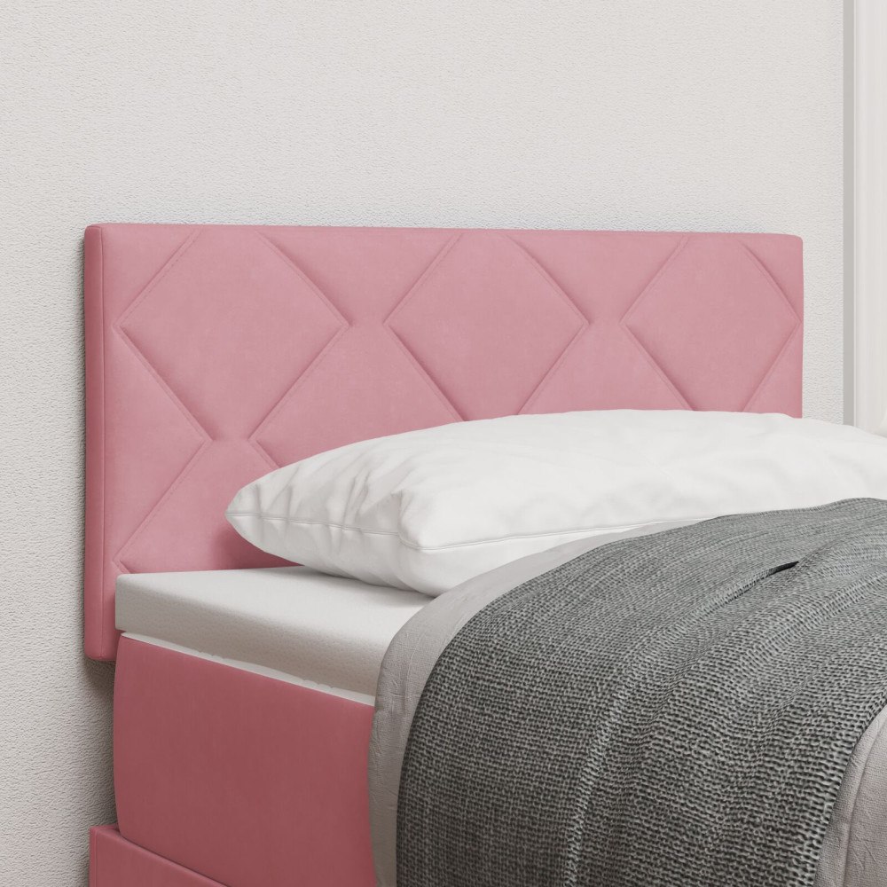 vidaXL Sänggavel med diamantblockdesign Rosa 80 cm Sammet