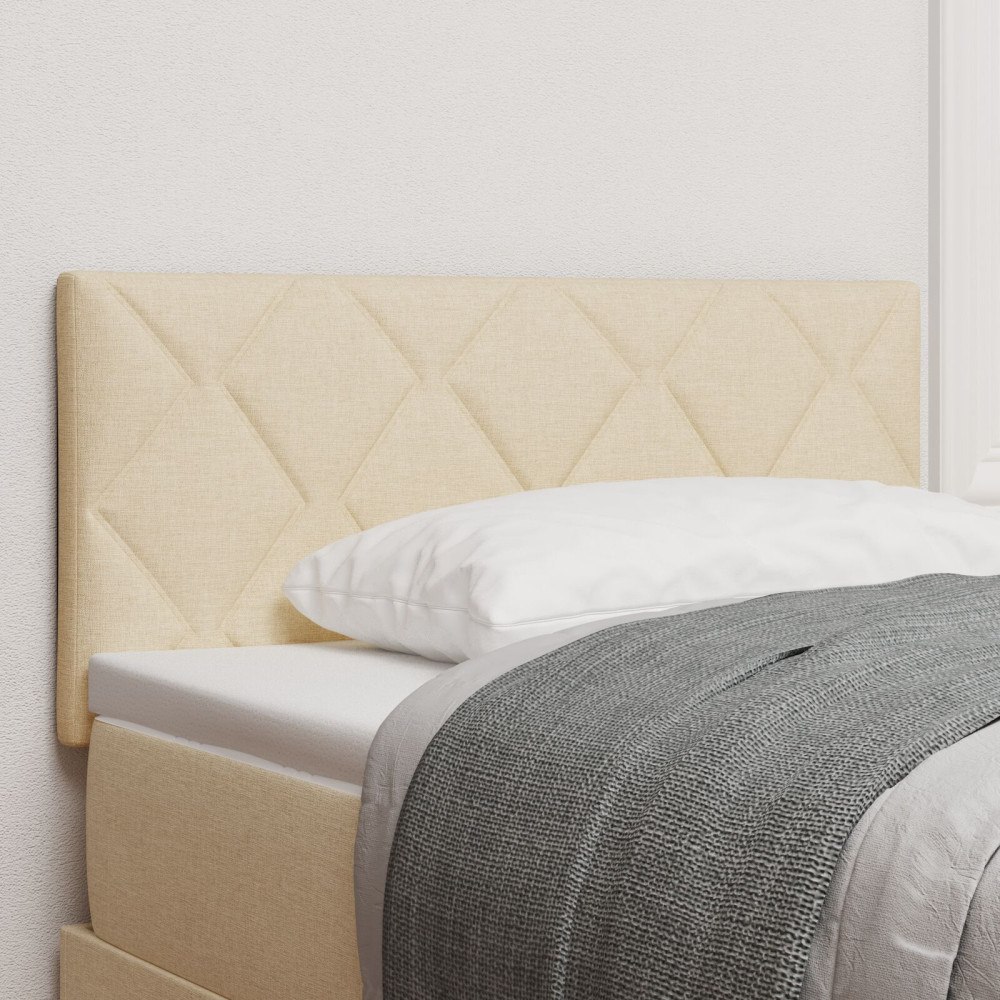 vidaXL Sänggavel Diamantblock Design Gräddvit 90 cm Tyg