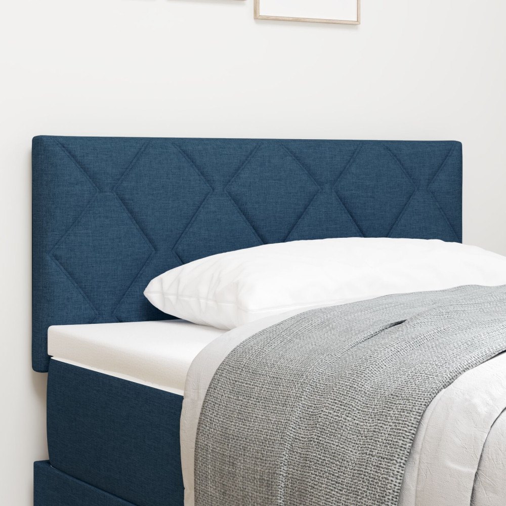 vidaXL Huvudgavel Diamantblock Design Blå 90 cm Tyg
