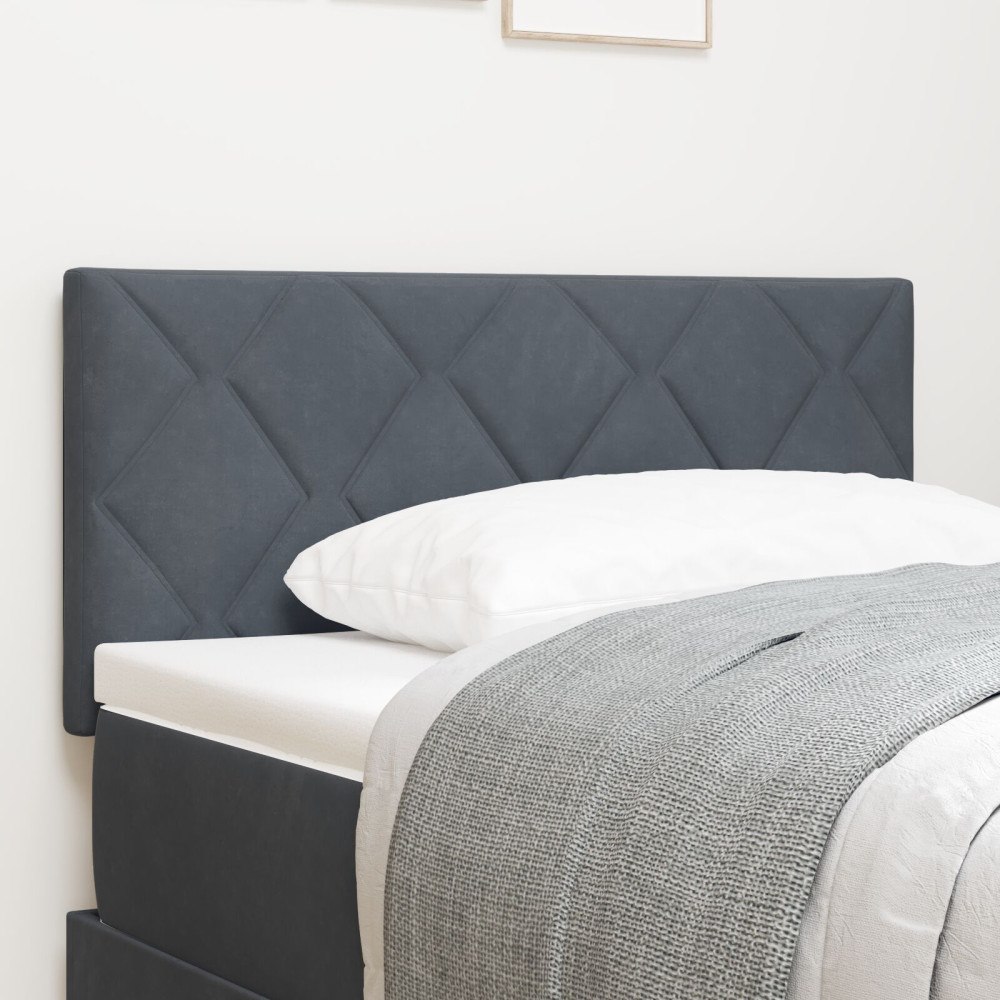 vidaXL Sänggavel Diamantblock Design Mörkgrå 90 cm Sammet