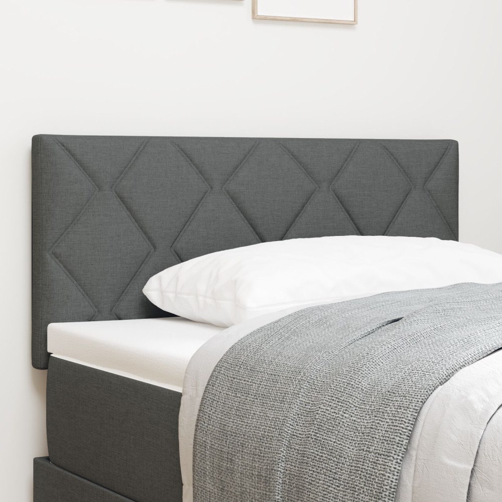 vidaXL Sänggavel Diamantblock Design Mörkgrå 100 cm Tyg