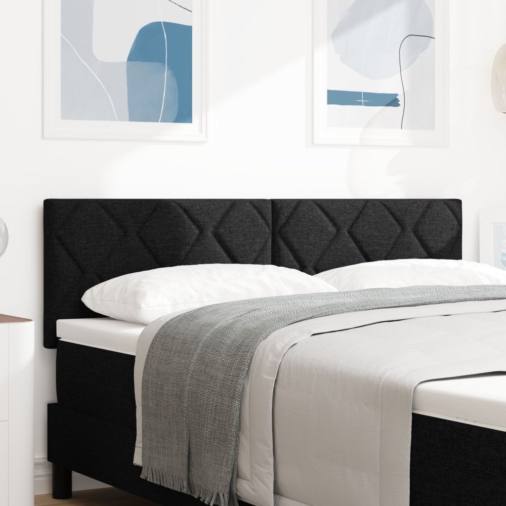 vidaXL Huvudgavel Diamantblock Design Svart 160 cm Tyg