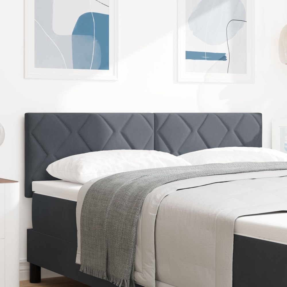 vidaXL Sänggavel med diamantblockdesign Mörkgrå 160 cm Sammet