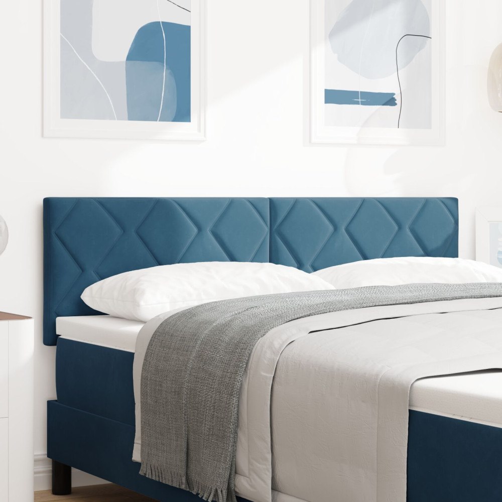 vidaXL Sänggavel Diamantblock Design Mörkblå 160 cm Sammet