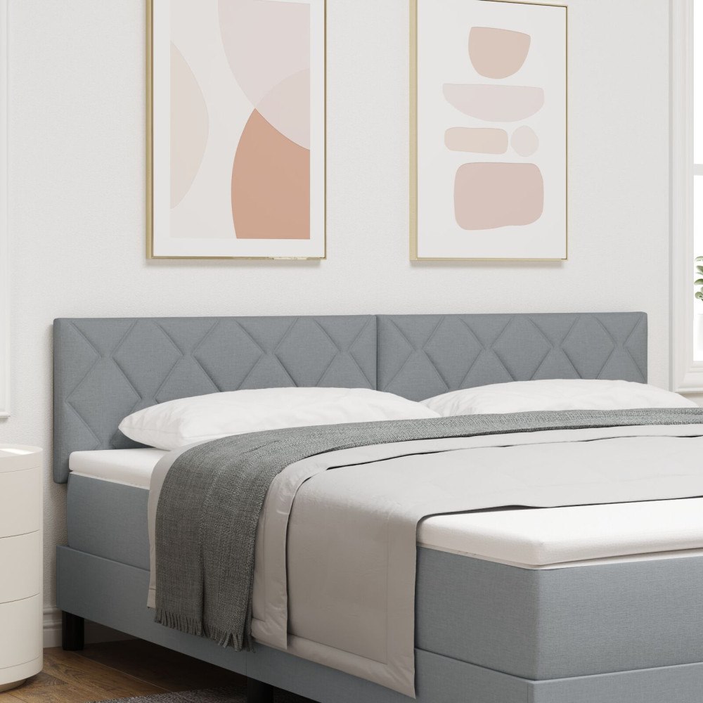 vidaXL Sänggavel Diamantblock Design Ljusgrå 180 cm Tyg