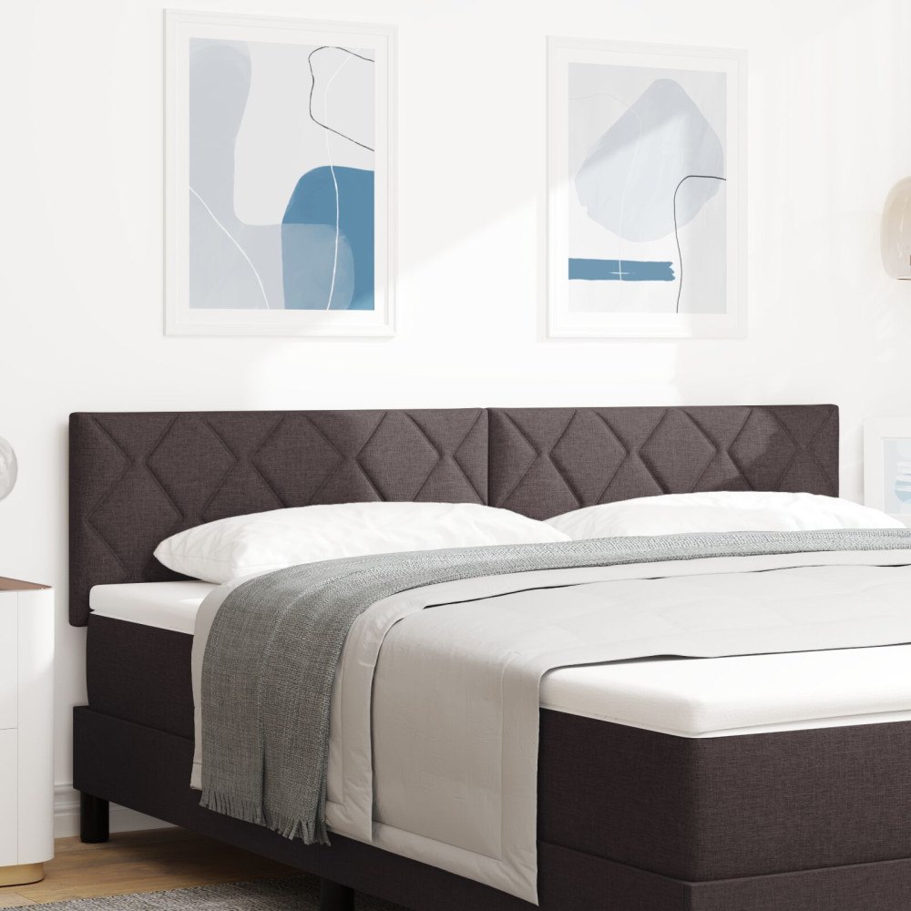 vidaXL Sänggavel Diamantblock Design Mörk Brun 180 cm Tyg