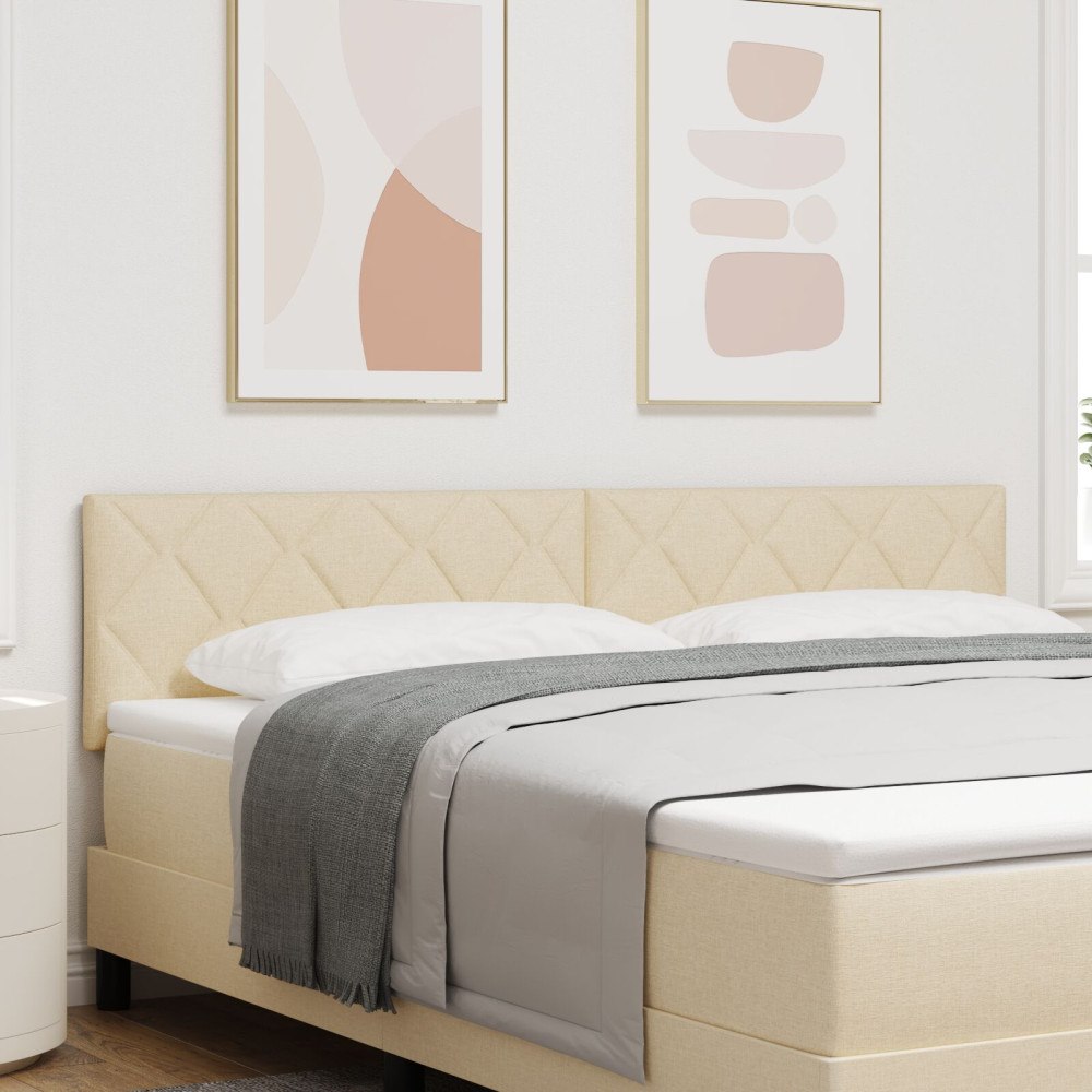 vidaXL Sänggavel Diamantblock Design Grädde 180 cm Tyg