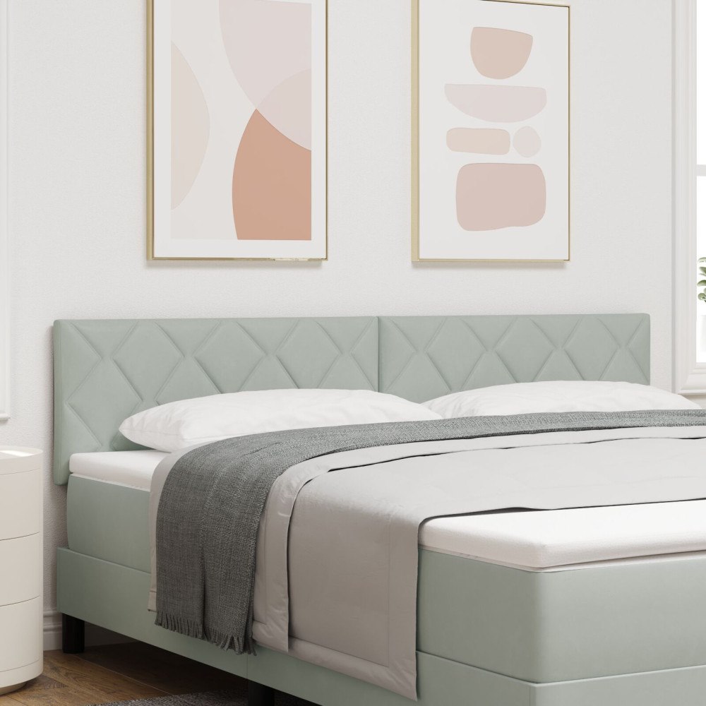 vidaXL Sänggavel Diamantblock Design Ljusgrå 180 cm Sammet