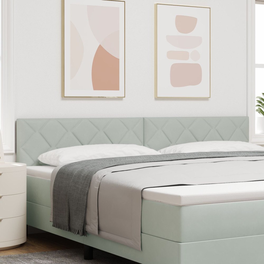 vidaXL Sänggavel Diamantblock Design Ljusgrå 200 cm Sammet