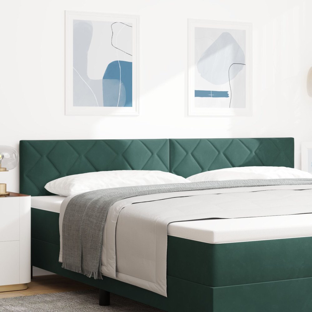 vidaXL Sänggavel Diamantblock Design Mörkgrön 200 cm Sammet