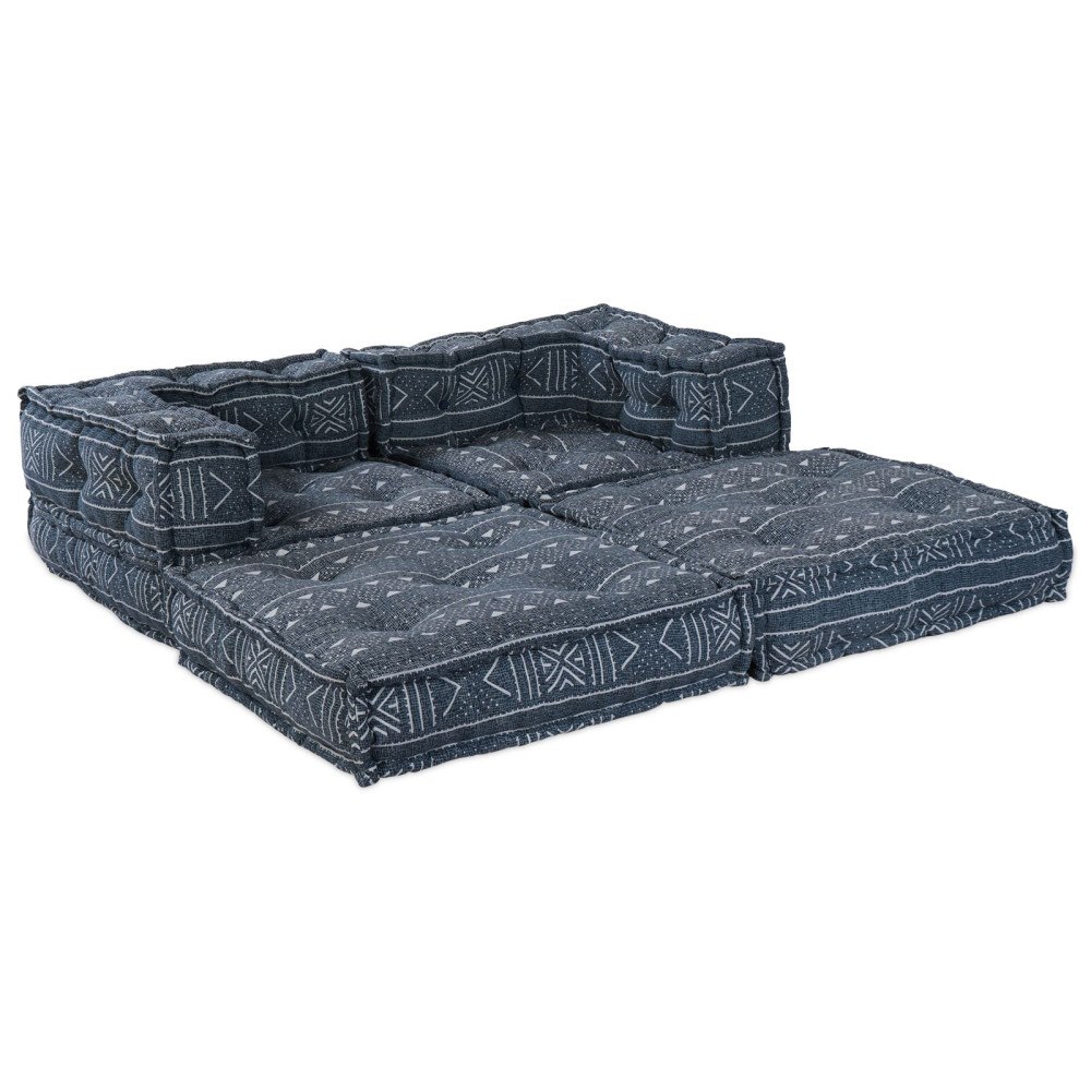 vidaXL Modulsoffa 2-sits konvertibel indigo tyg