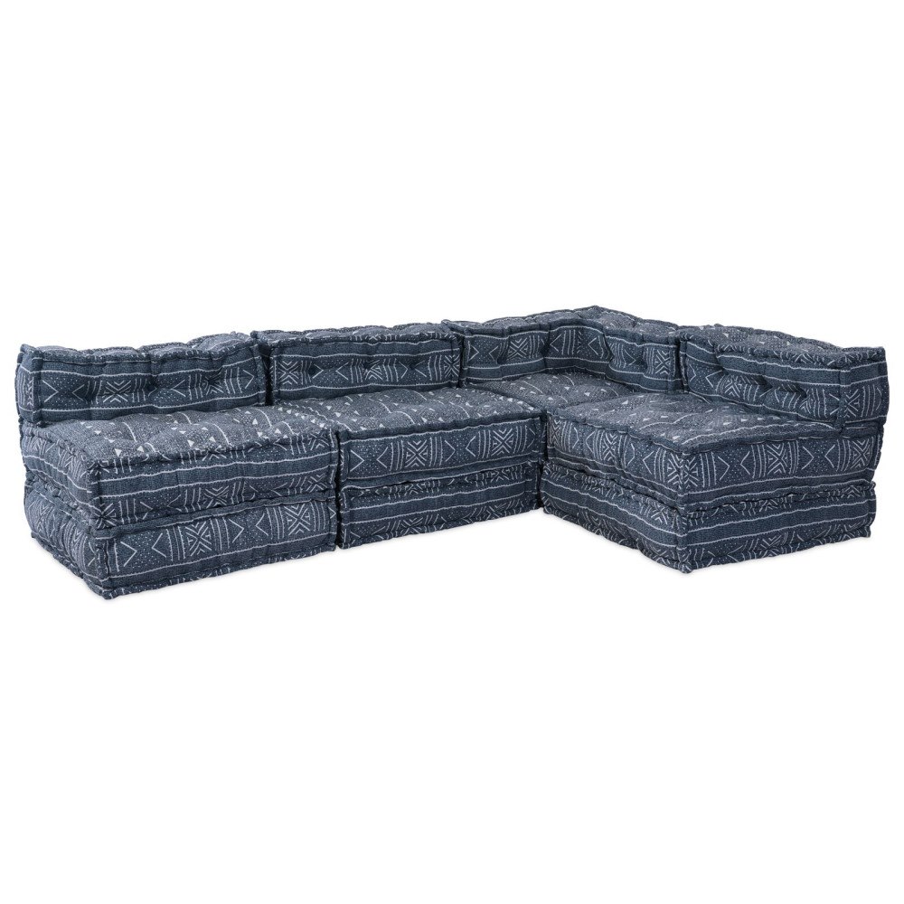 vidaXL Modulsoffa 4-sits konvertibel indigo tyg