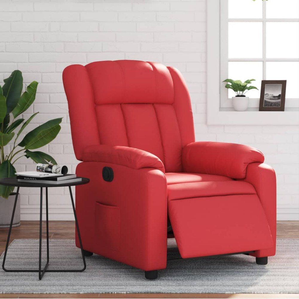 vidaXL Elektrisk reclinerfåtölj röd konstläder