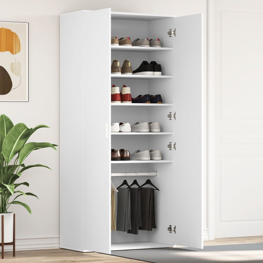 vidaXL Sko skåp Vit 80x39x180 cm Konstruerat trä