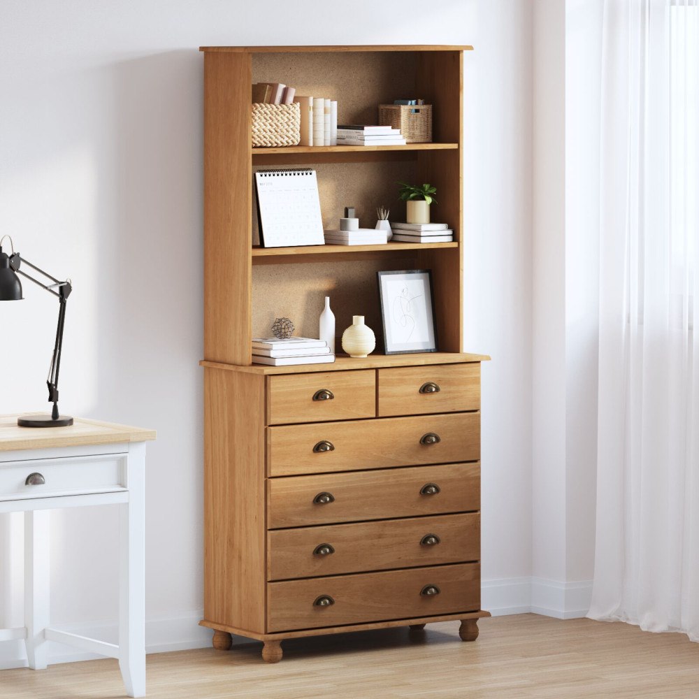 vidaXL Hutch “ASKIM” Honung brun 91x40x199.5 cm Massiv trä Furu, vidaXL Hutch "ASKIM" 91x30x104 cm Massiv trä Furu, vidaXL Byrå...