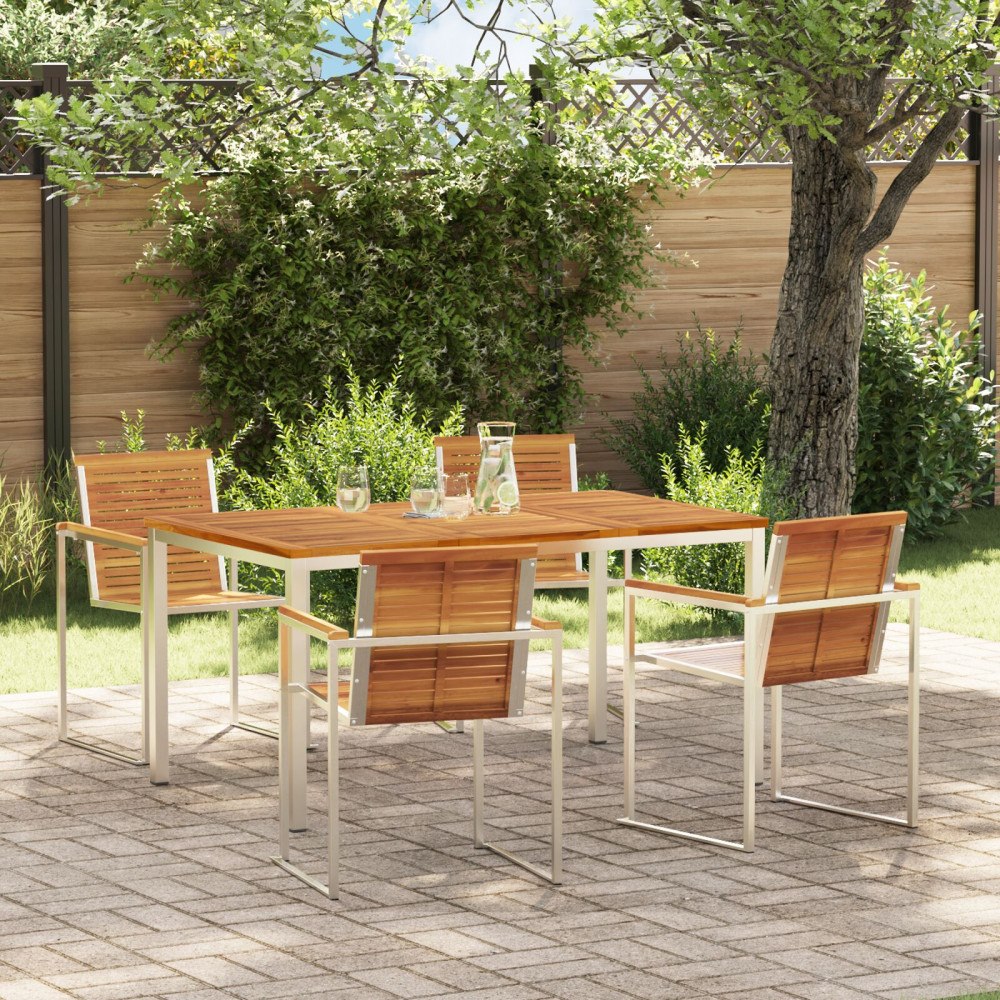 vidaXL 5-delat trädgårdsmöblemang av Solid Akaciaträ, vidaXL Utemötesbord 150x90x75 cm Solid Akaciaträ