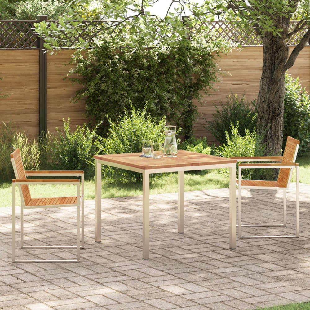vidaXL 3 Delar Trädgårdsmatbordset i Massivt Teak, vidaXL Utematsbord 90x90x74.5 cm i Massivt Teak