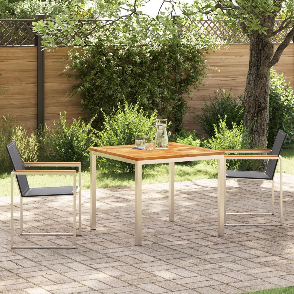 vidaXL 3-delat Trädgårdsmöbelset Massivt teakträ, vidaXL Utematbord 90x90x74,5 cm Massivt teakträ