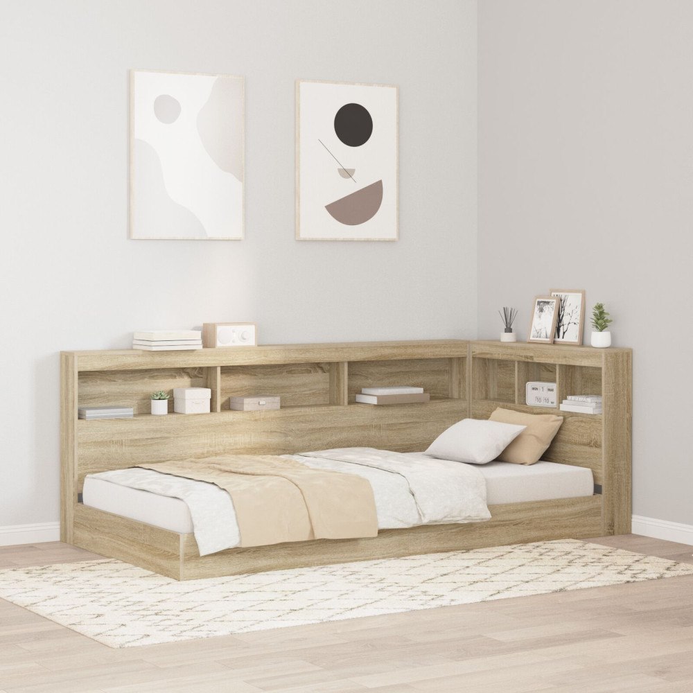 vidaXL Bokhylla Säng med hylla Sonoma-ek 75 x 190 cm Konstruerat trä
