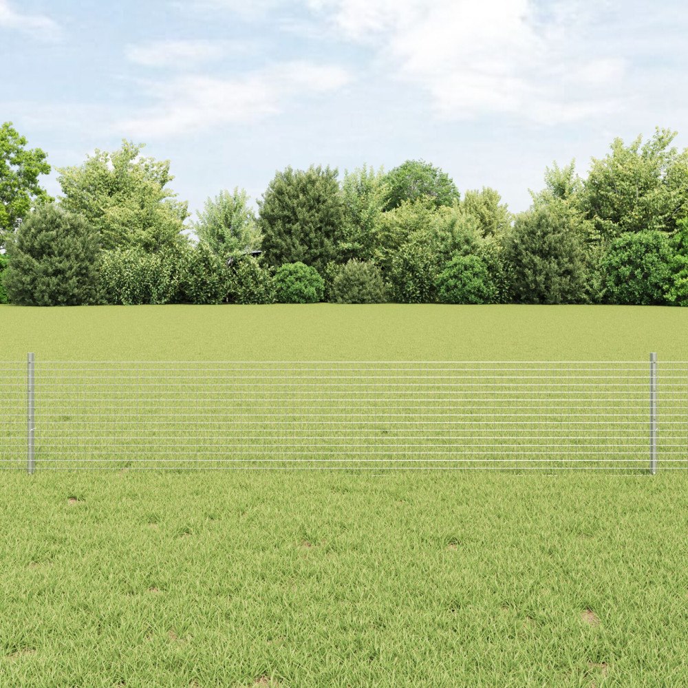 vidaXL Staket med stolpar Silver 0.4 x 25 m Stål